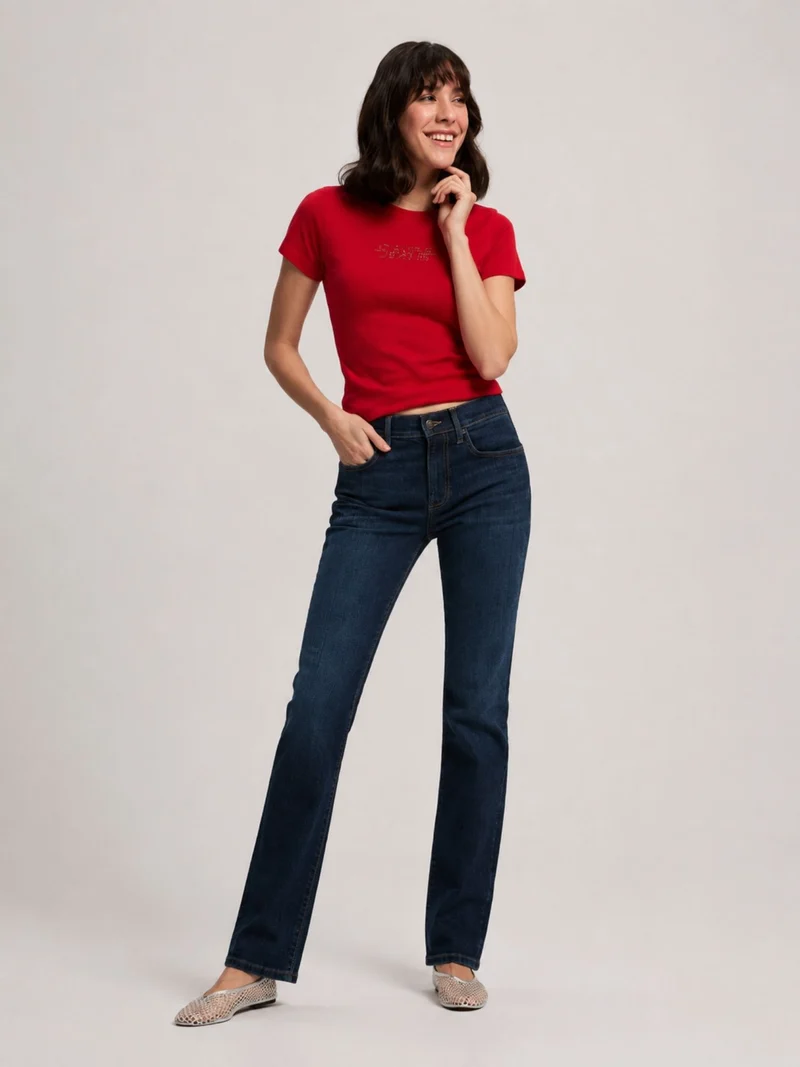 CROSS JEANS - EMILIA Jeans, Straight Fit, Mid-Waist, Dark Blue