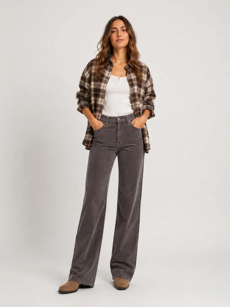 Mavi Jeans - Malibu Wide Leg Cordhose – Volcanic Glass - High Waist Babycord in Hellgrau